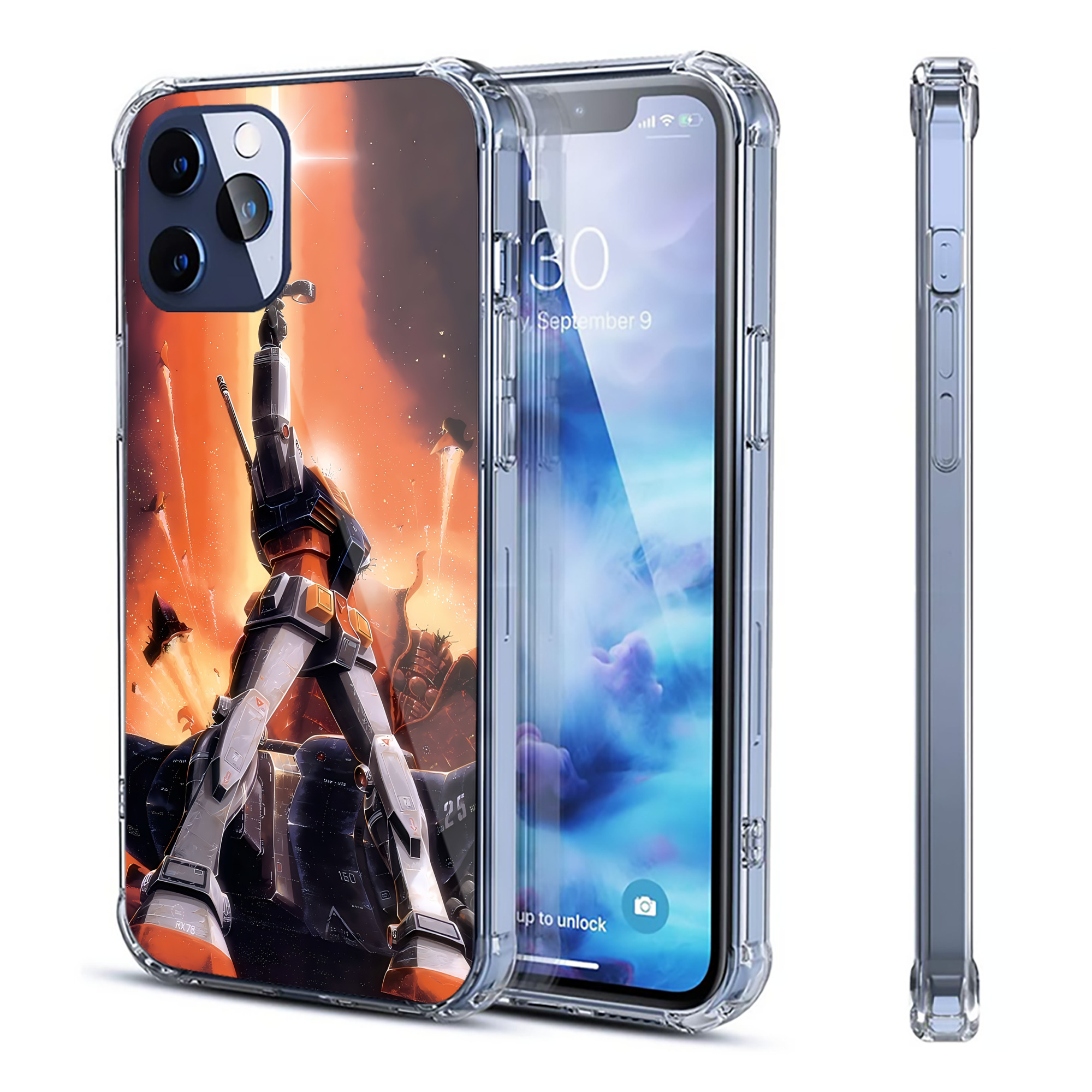 （画像用） 機動戦士ガンダム Mobile Suit Gundam 【iPhone 12シリーズ対応】透明スマホケース（クリアソフトケース）